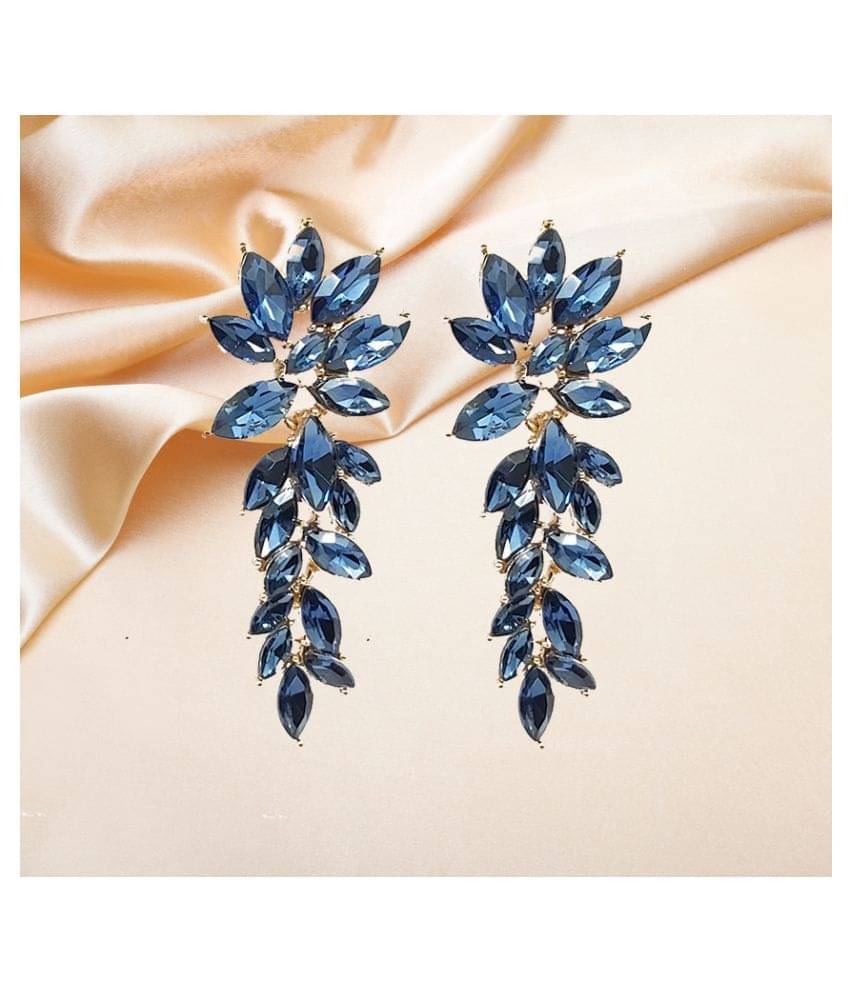 YouBella Gold Plated Stylish Latest Design Crystal Blue Earrings for Girl's and Women's     			YouBella Gold Plated Stylish Latest Design Crystal Blue Earrings for Girl's and Women's