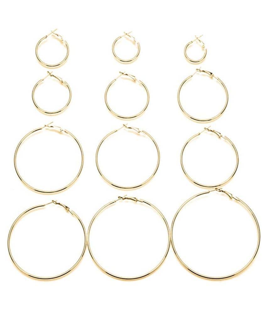 YouBella Golden Hoop Earrings Jewellery for Women - Combo of 12 - Earrings | Buy online on ZillyBuy