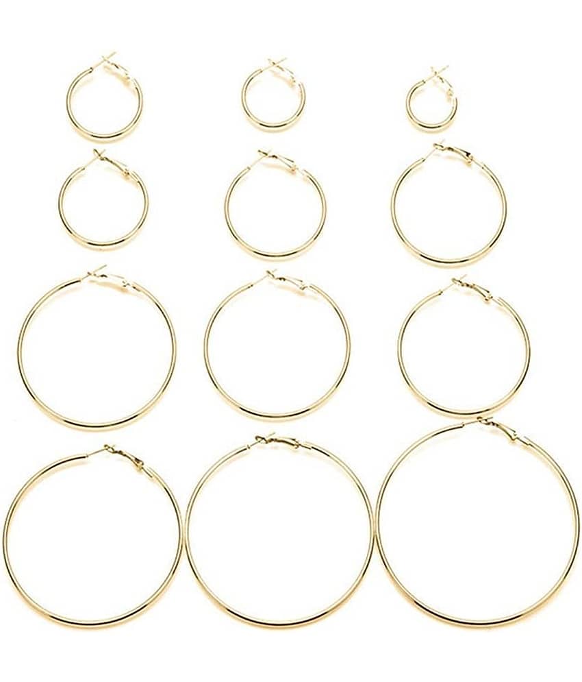 YouBella Golden Hoop Earrings Jewellery for Women - Combo of 12 - Earrings | Buy online on ZillyBuy