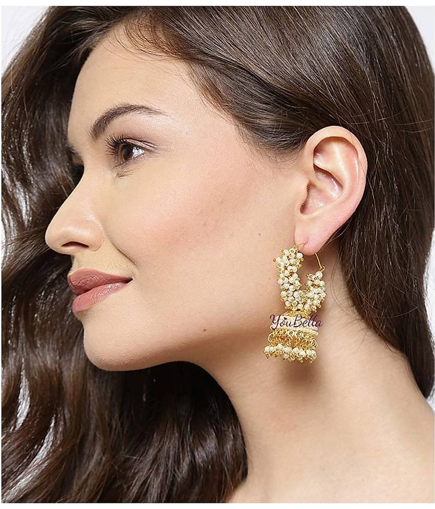 YouBella Golden Plated Hoop Earrings for Women (Golden )(YBEAR_31070)