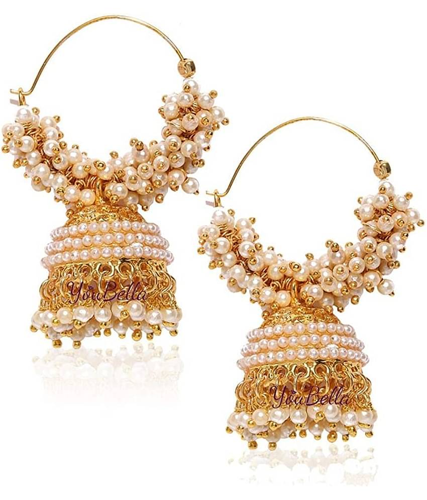 YouBella Golden Plated Hoop Earrings for Women (Golden )(YBEAR_31070)