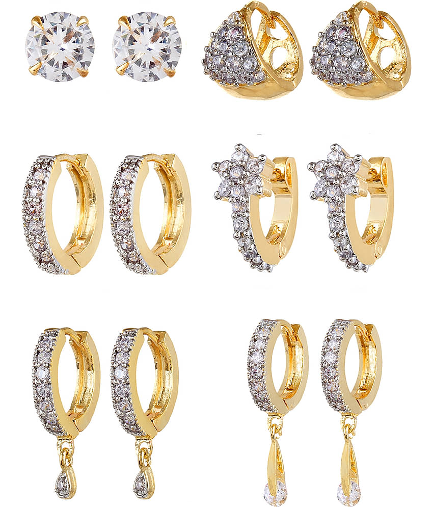 YouBella Golden Plated Hoop Earrings for Women (Golden )(YBECB_12)