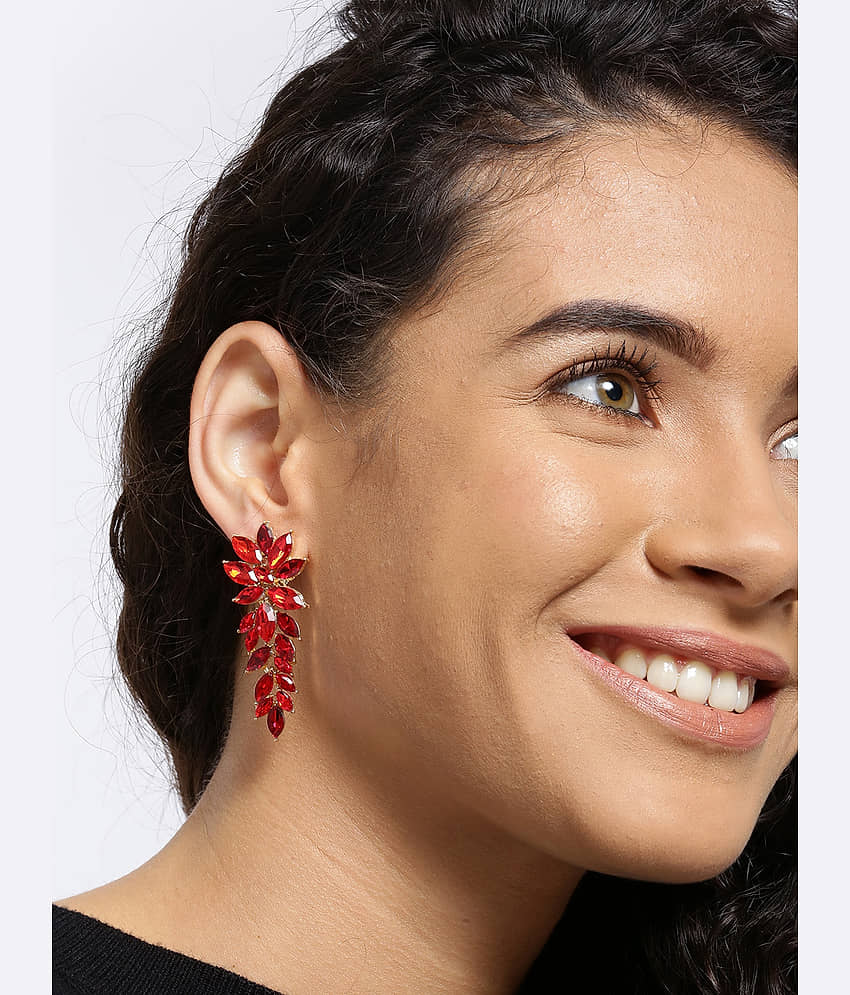 YOUBELLA Red Danglers Earrings ( Pack of 1 ) - Earrings | Buy online on ZillyBuy