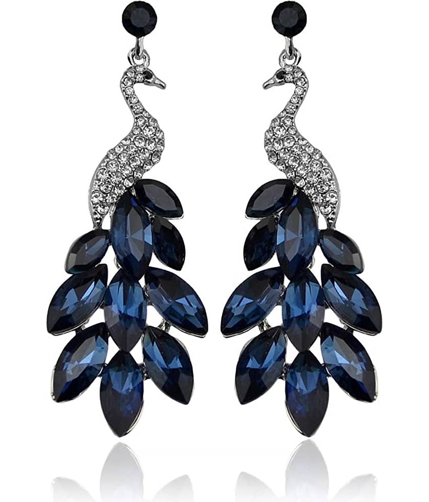 YouBella Jewellery Valentine Collection AAA Swiss Zircon Peacock Fashion Fancy Party Wear gold-plated alloy Earrings for Women (Blue)