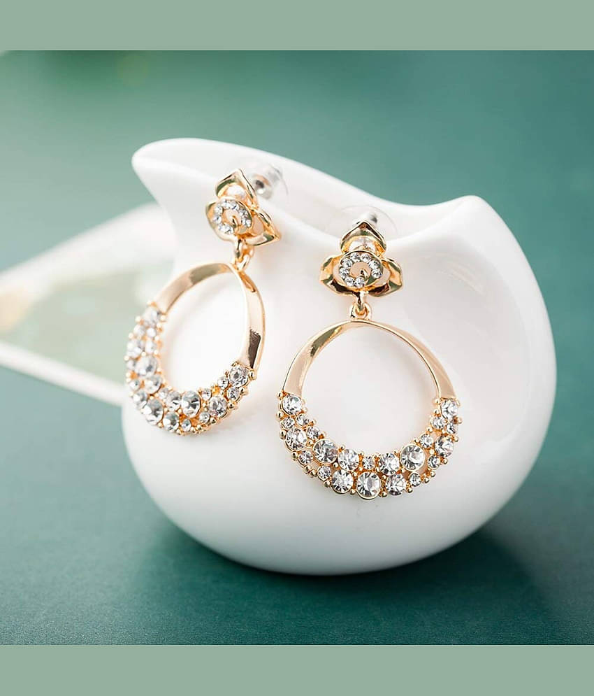 YouBella Jewellery stylish Latest Design Golden Crystal Gold Plated Earrings for Women