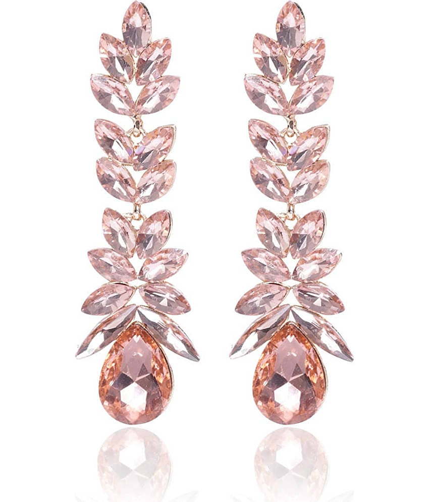 YouBella Metal Gold Plated Jewellery Valentine Collection AAA Swiss Zircon Fashion Stylish Fancy Party Wear Peach Earrings for Girl's and Women's