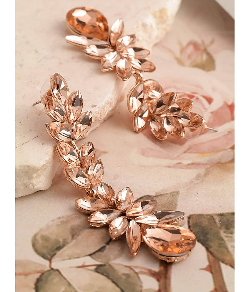YouBella Metal Gold Plated Jewellery Valentine Collection AAA Swiss Zircon Fashion Stylish Fancy Party Wear Peach Earrings for Girl's and Women's