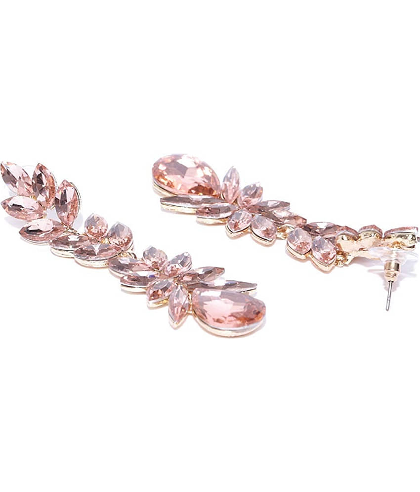 YouBella Metal Gold Plated Jewellery Valentine Collection AAA Swiss Zircon Fashion Stylish Fancy Party Wear Peach Earrings for Girl's and Women's