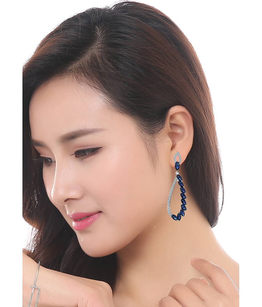 YouBella Silver Plated Fashion Stylish Fancy Party Wear Blue Earrings for Girl and Women - Earrings | Buy online on ZillyBuy