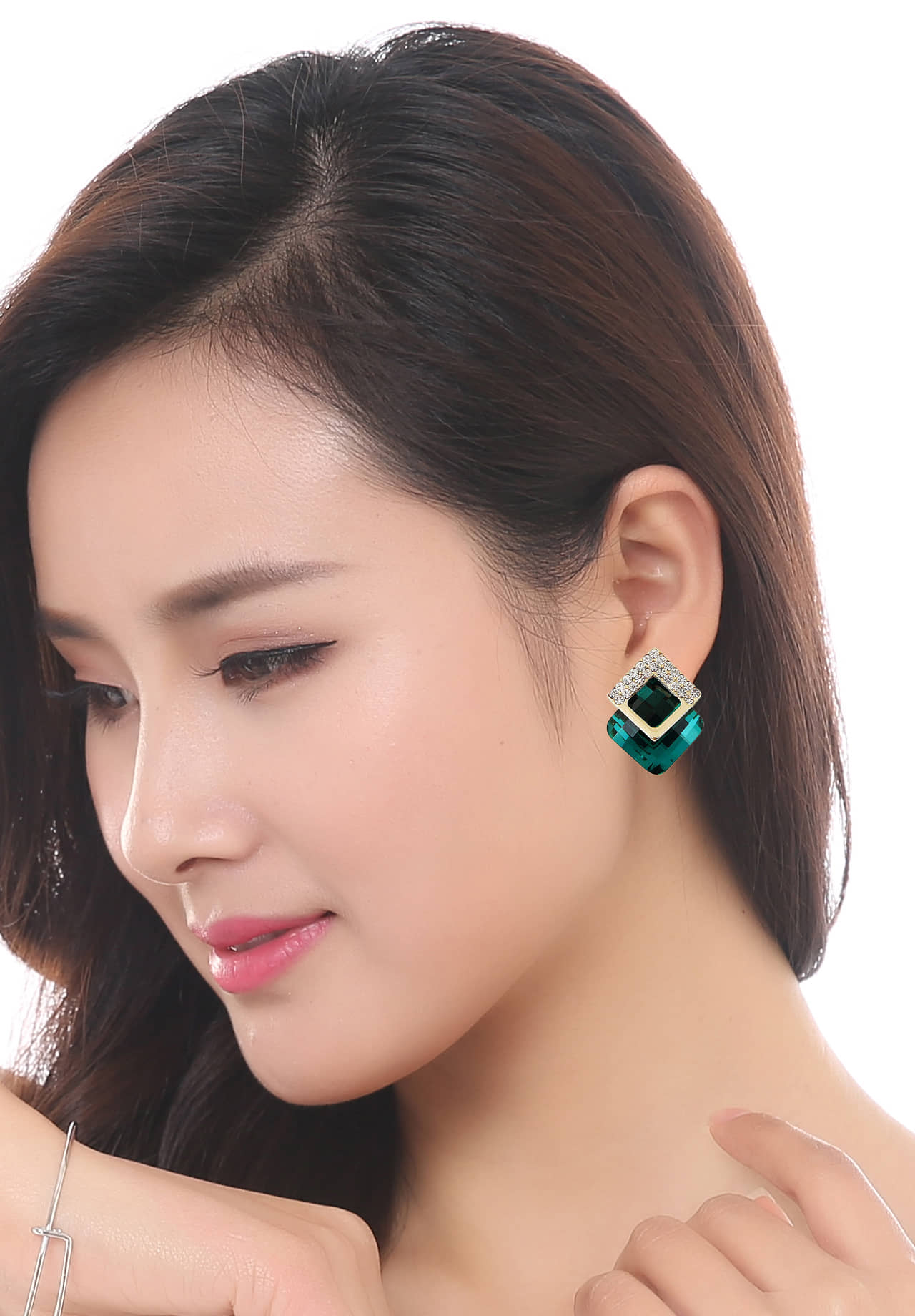 YouBella Stylish Party Wear Jewellery Gold Plated Studs Earrings for Women (Green)(YBEAR_32074) - Earrings | Buy online on ZillyBuy