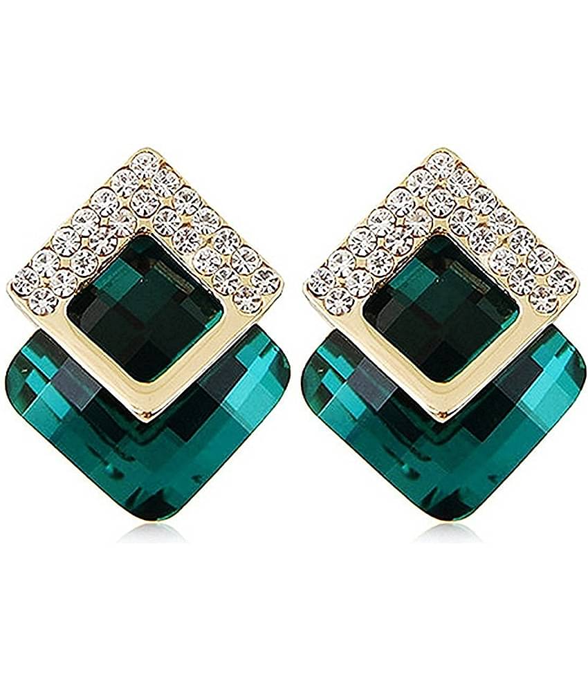 YouBella Stylish Party Wear Jewellery Gold Plated Studs Earrings for Women (Green)(YBEAR_32074)