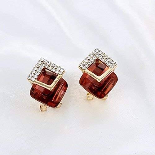     			YouBella Stylish Party Wear Jewellery Gold Plated Studs Earrings for Women (RED)(YBEAR_32071)