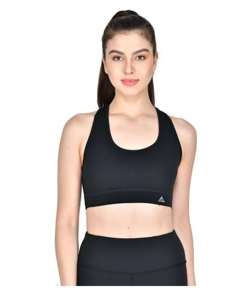 ACTIWIN Black Polyester Lycra Solid Sports Bra - Single     			ACTIWIN Black Polyester Lycra Solid Sports Bra - Single