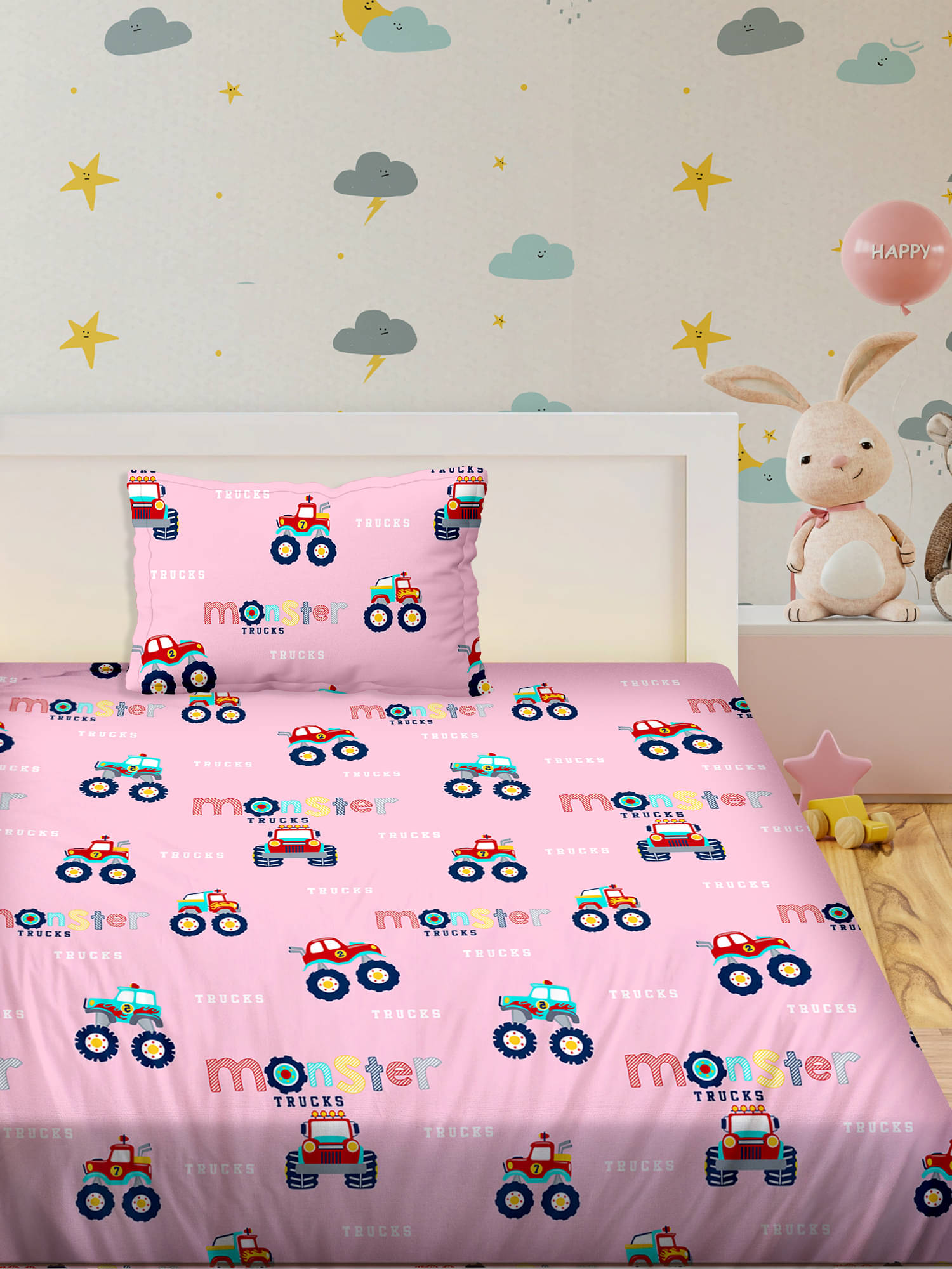     			Bella Casa Cotton Single Bedsheet ( Pink )