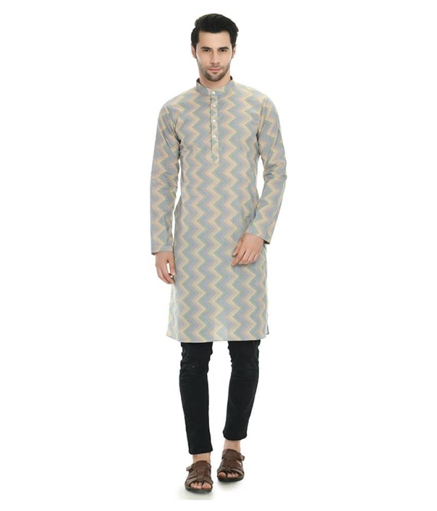     			DESIGN TREND Light grey Cotton Kurta Single