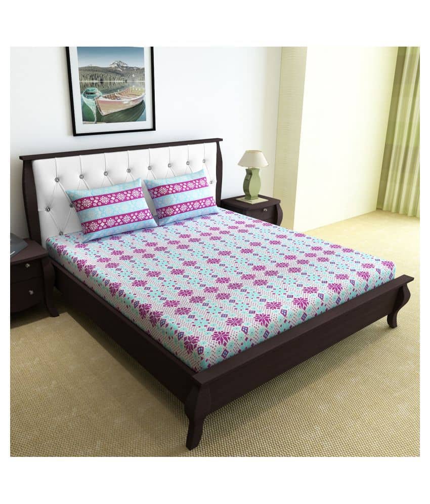 DIVINE CASA Cotton Double Bedsheet ( Off White )