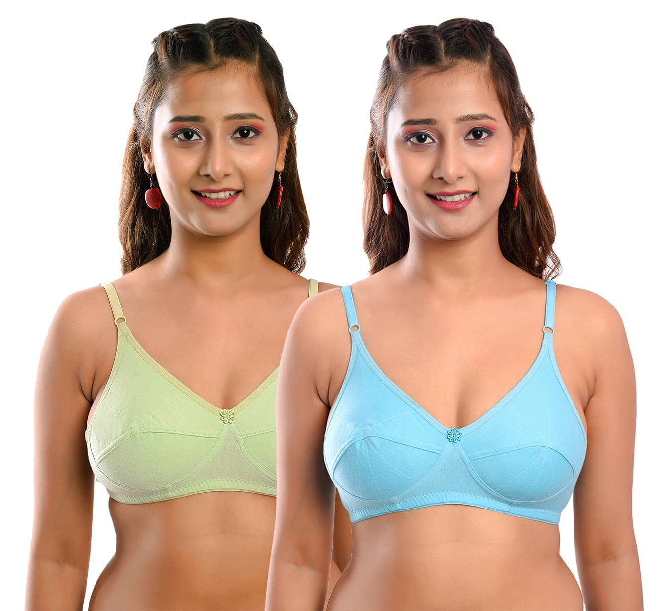 Elina Pack of 2 Cotton Non Padded Women's T-Shirt Bra ( Multi Color ) Elina Pack of 2 Cotton Non Padded Women's T-Shirt Bra ( Multi Color )