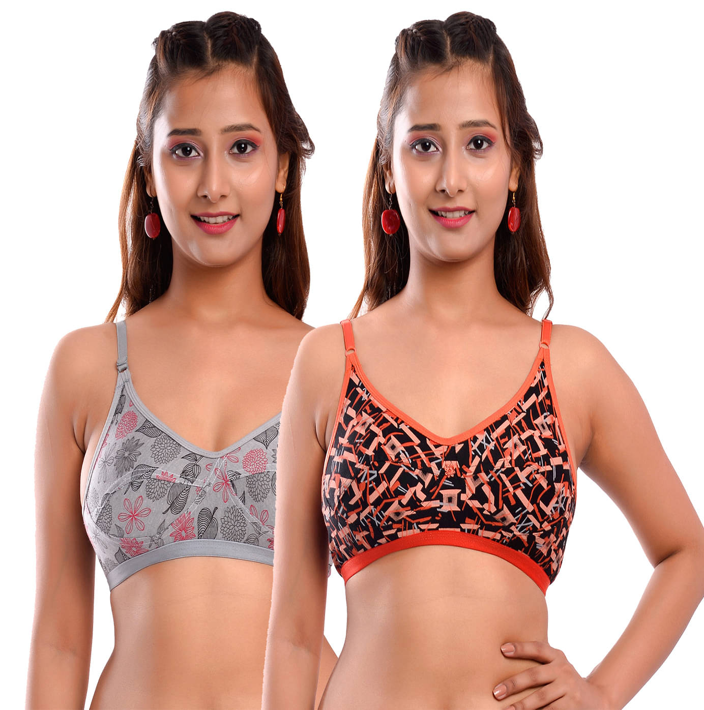     			Elina Pack of 2 Cotton Non Padded Women's T-Shirt Bra ( Multi Color )