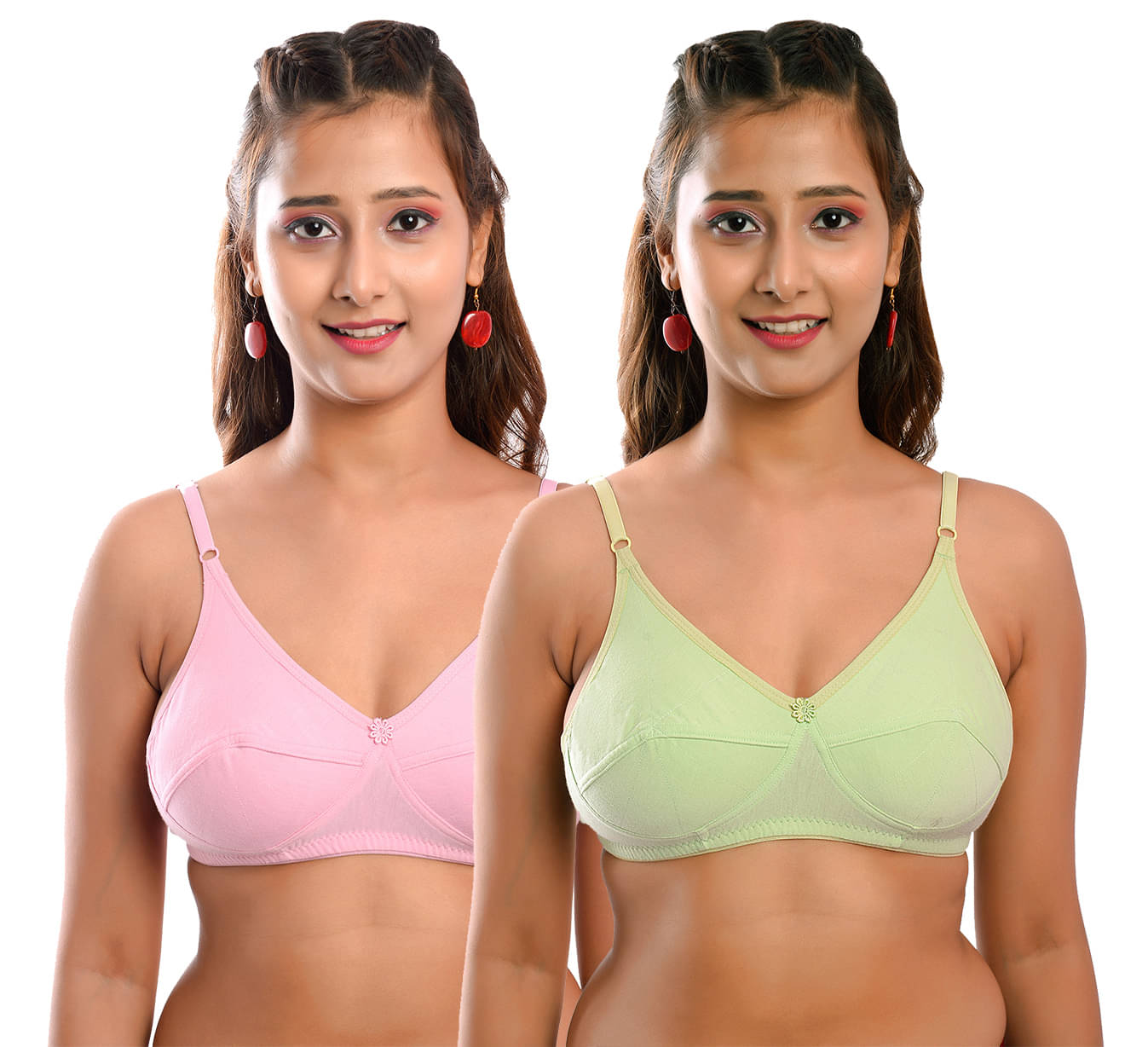 Elina Pack of 2 Cotton Non Padded Women's T-Shirt Bra ( Multi Color ) Elina Pack of 2 Cotton Non Padded Women's T-Shirt Bra ( Multi Color )