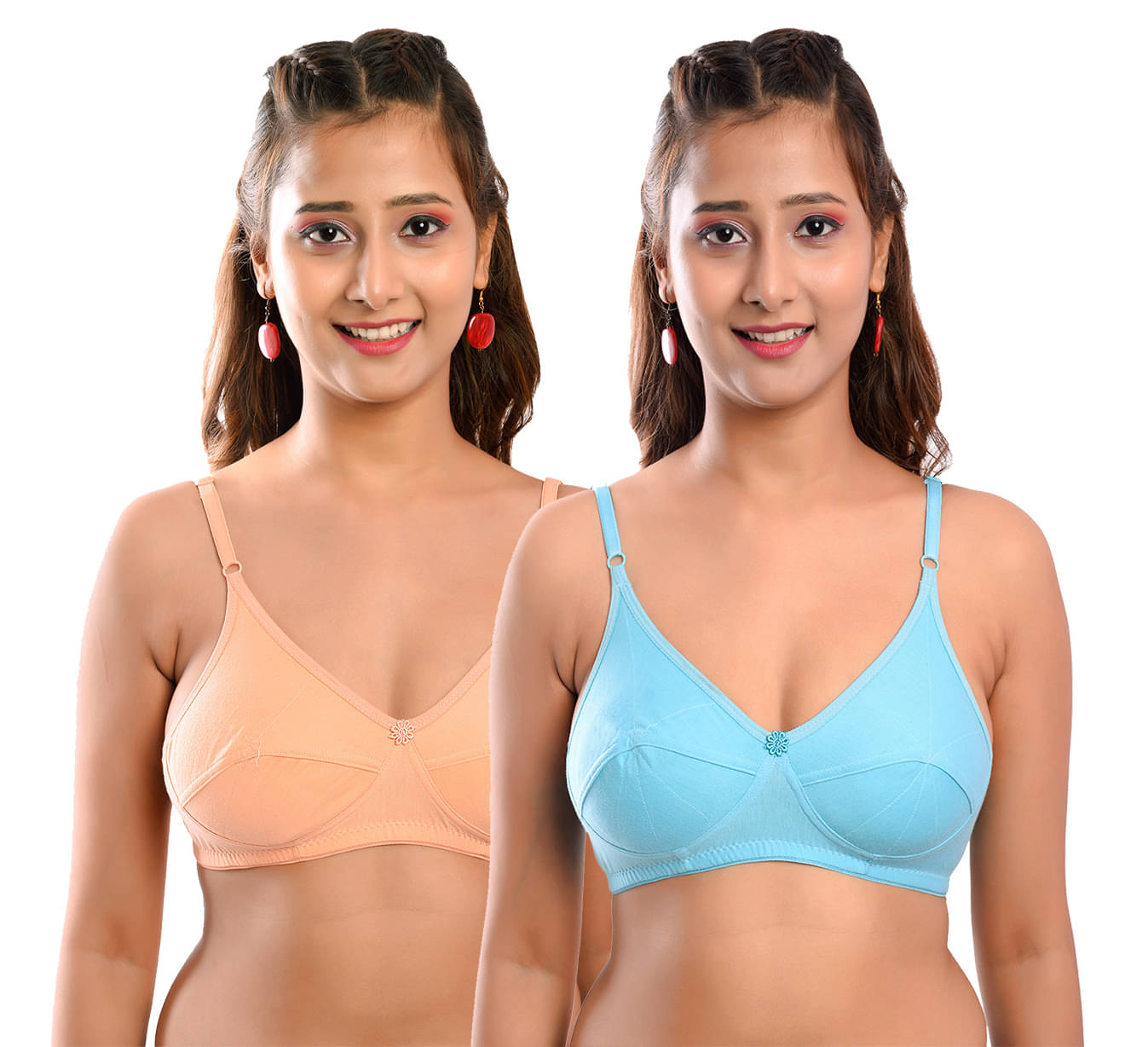 Elina Pack of 2 Cotton Non Padded Women's T-Shirt Bra ( Multi Color ) Elina Pack of 2 Cotton Non Padded Women's T-Shirt Bra ( Multi Color )