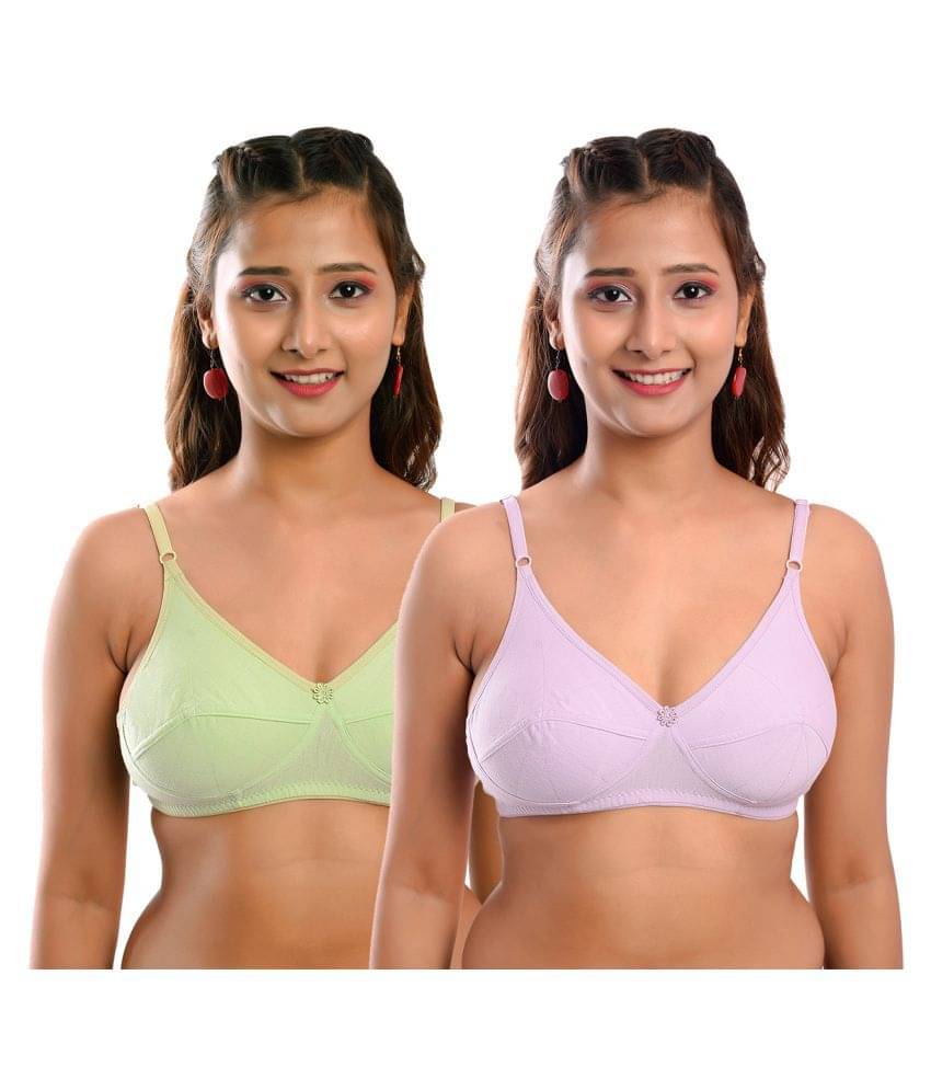     			Elina Pack of 2 Cotton Non Padded Women's T-Shirt Bra ( Multi Color )
