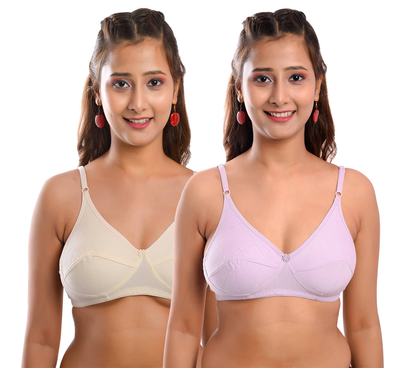 Elina Pack of 2 Cotton Non Padded Women's T-Shirt Bra ( Multi Color ) Elina Pack of 2 Cotton Non Padded Women's T-Shirt Bra ( Multi Color )