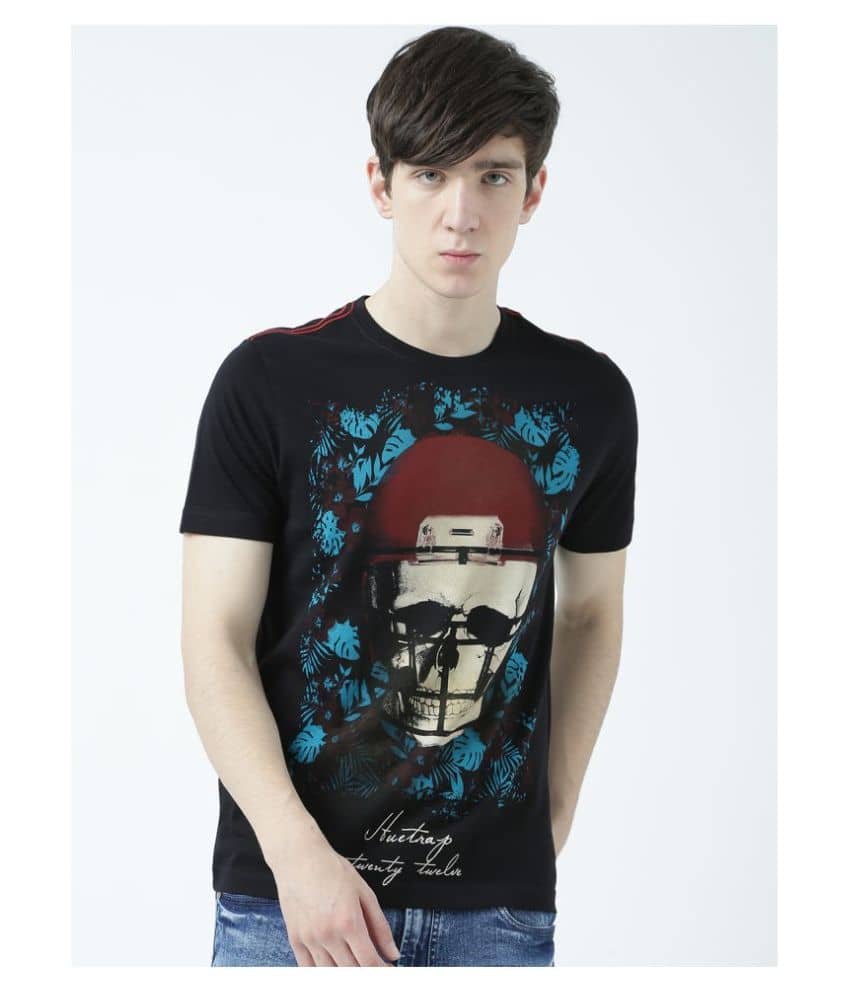 Huetrap Pack of 1 Cotton Regular Fit Men's T-Shirt ( Black )