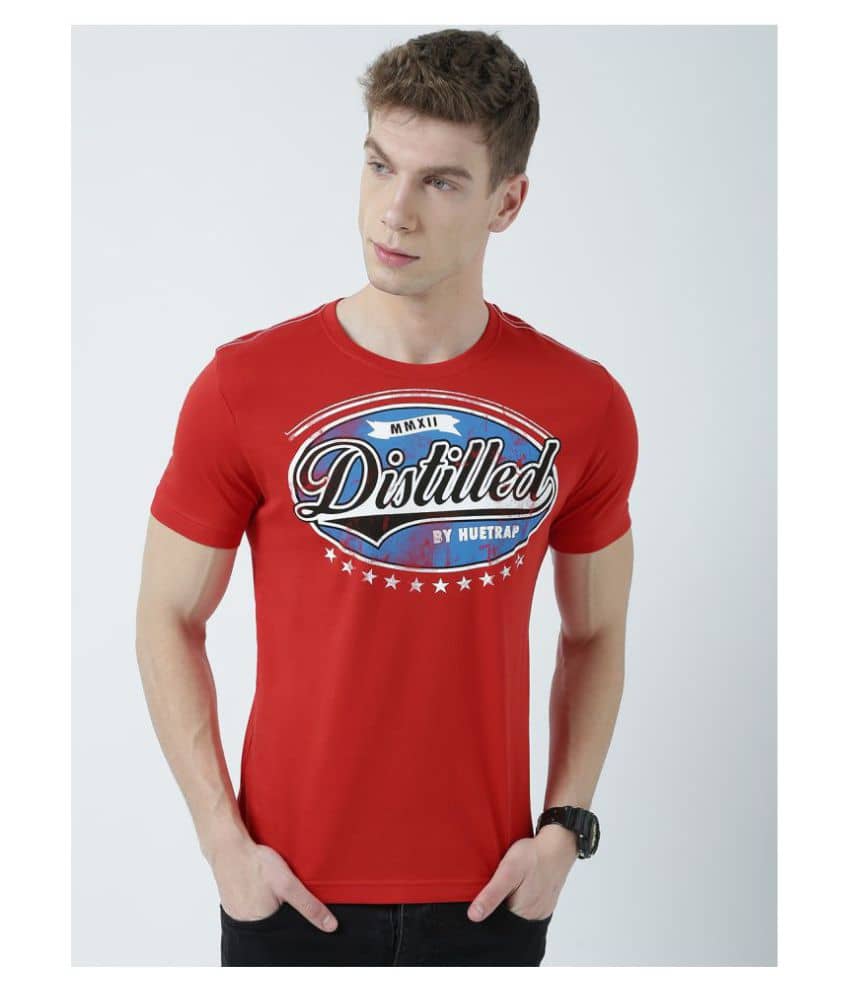 Huetrap Pack of 1 Cotton Regular Fit Men's T-Shirt ( Red )