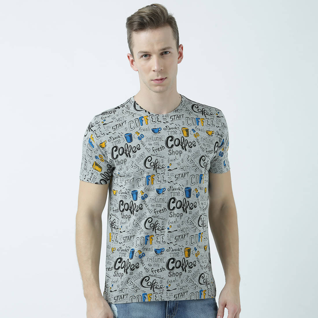     			Huetrap Pack of 1 Cotton Regular Fit Men's T-Shirt ( Grey )