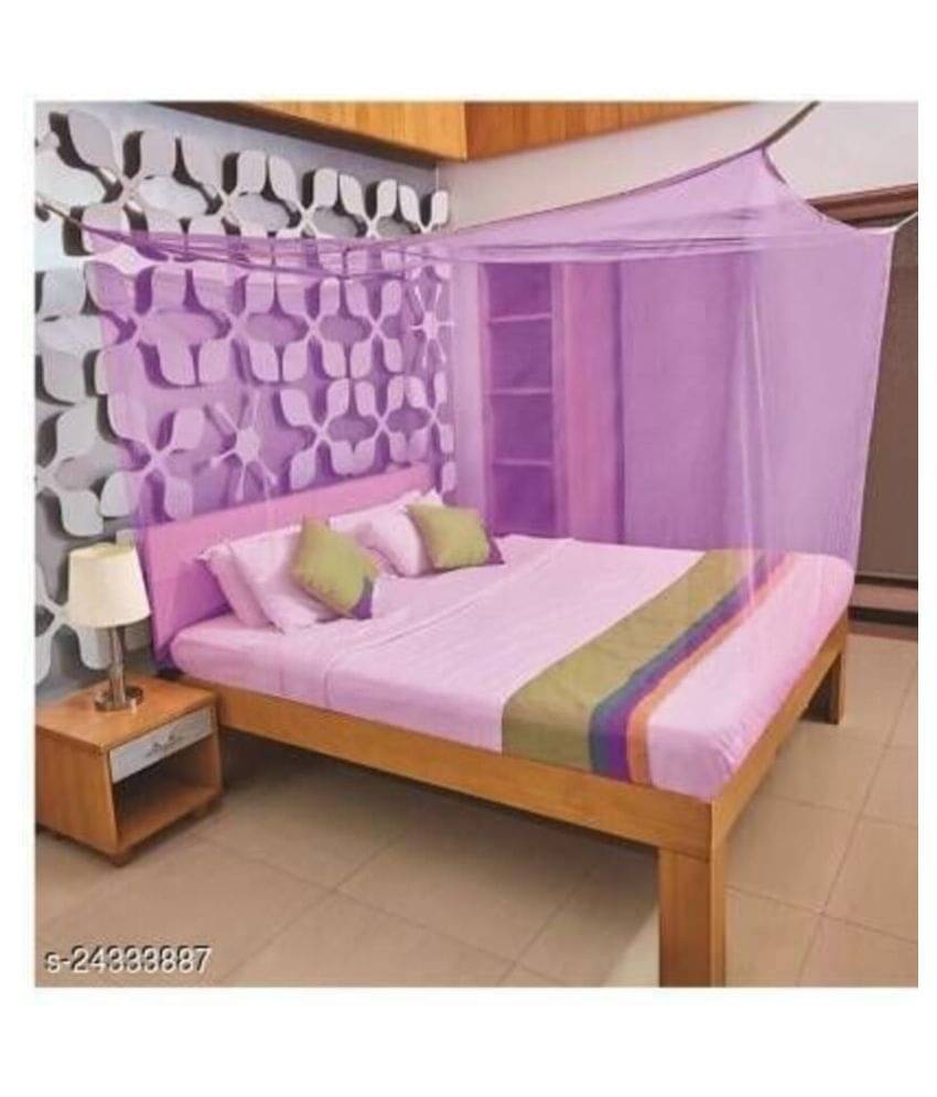     			NISSI Double Purple Plain Mosquito Net, Machardani