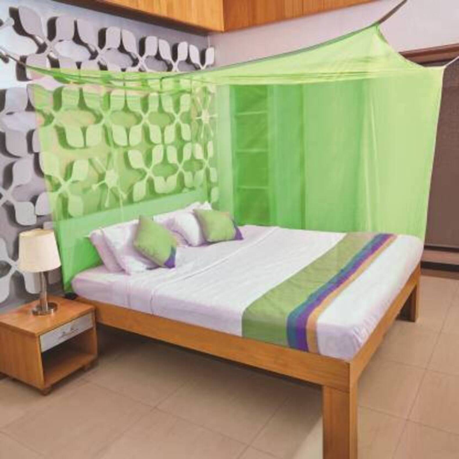     			NISSI King Green Plain Mosquito Net, Machardani