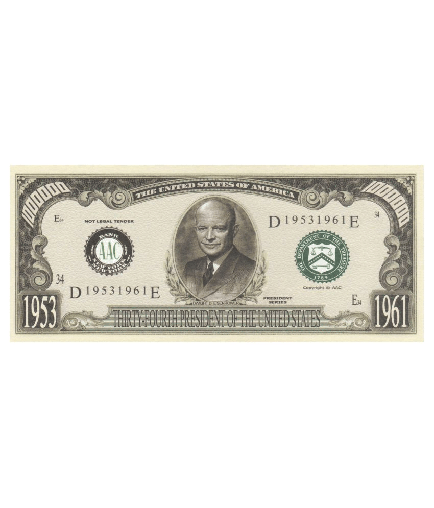     			NUMISMATTECLY RARE AND COLLECTIBLE. UNITED STATE OF AMERICA,PRESIDENT SERIES-ONE MILLION -[1000000] - DWIGHT D EISENHOWER,34TH -PRESIDENT OF AMERICA .YEAR-1953-1961,IN GEM UNC CONDITION ,HIGHLY COLLECTIBLE HIGH GRADE ,IN GOD WE TRUEST,