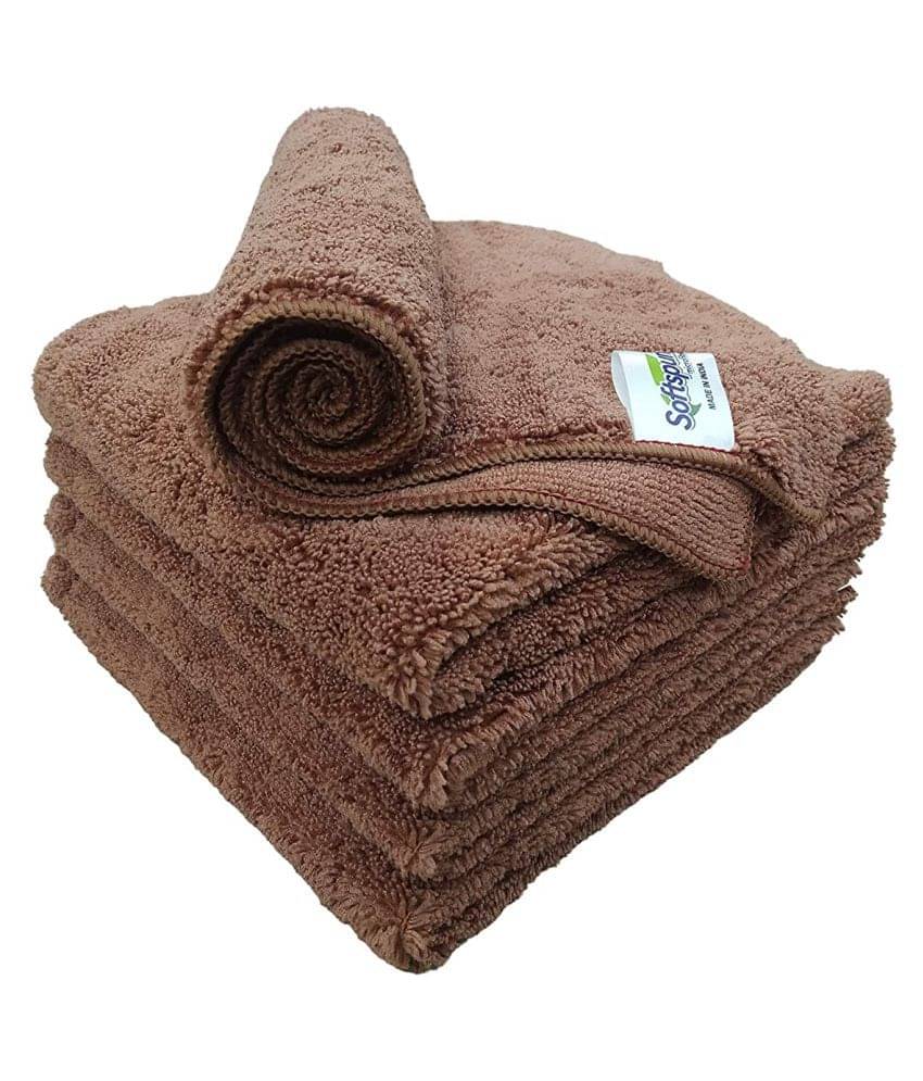 SOFTSPUN Microfiber High Loop Cleaning Cloths, 40x60 cms 5 pcs Towel Set 380 GSM (Brown). Thick Lint & Streak-Free Multipurpose Cloths. SOFTSPUN Microfiber High Loop Cleaning Cloths, 40x60 cms 5 pcs Towel Set 380 GSM (Brown). Thick Lint & Streak-Free Multipurpose Cloths.