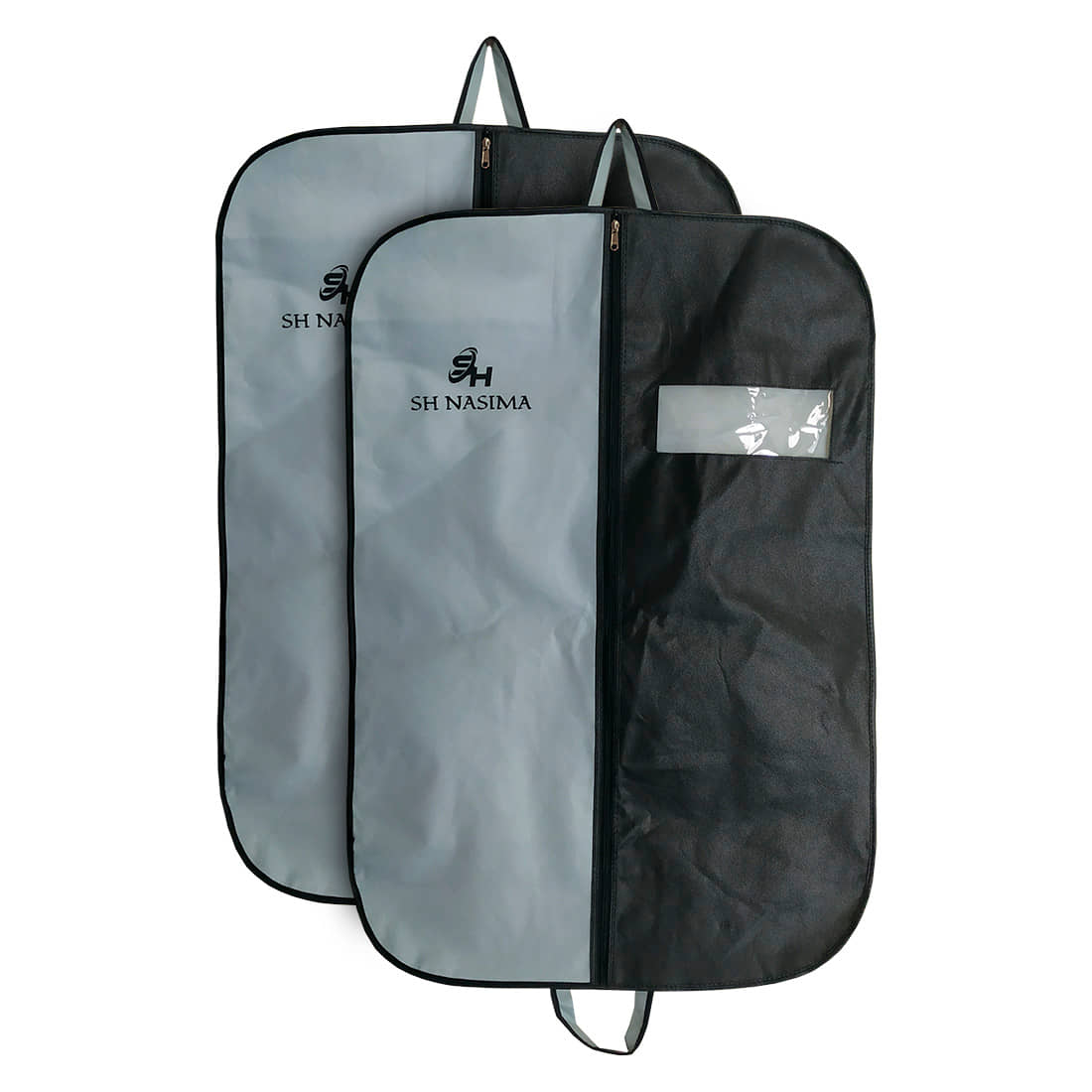SH.NASIMA Coat Cover|Foldable Blazer Cover|Suit Cover With Zipper Closure,Black & Grey ( Pack of 2)