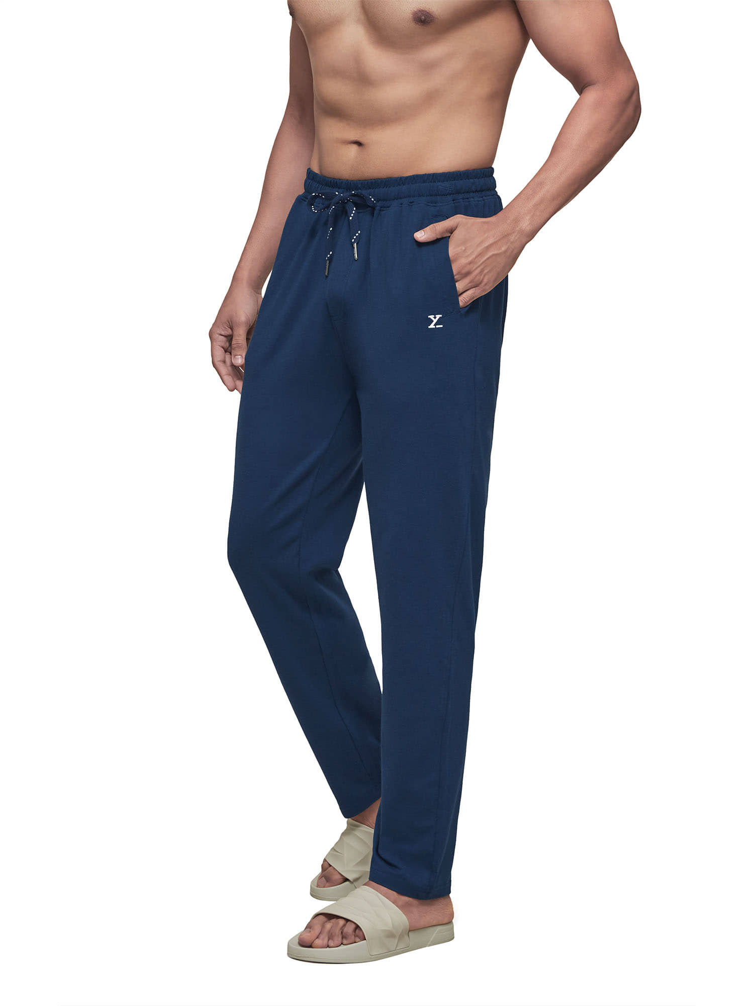 XYXX Blue Cotton Tencel Blend Plain Trackpants Single - Track Pants | Buy online on ZillyBuy