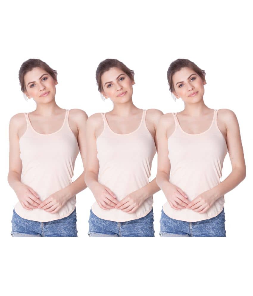 Dollar Missy Cotton Camisoles - Peach Pack of 3