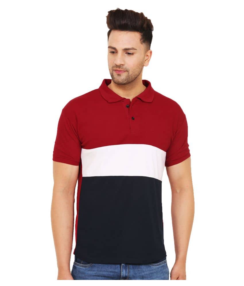 Leotude Pack of 1 Cotton Regular Fit Colorblock Half Sleeves Men's Polo T Shirt ( Multicolor )