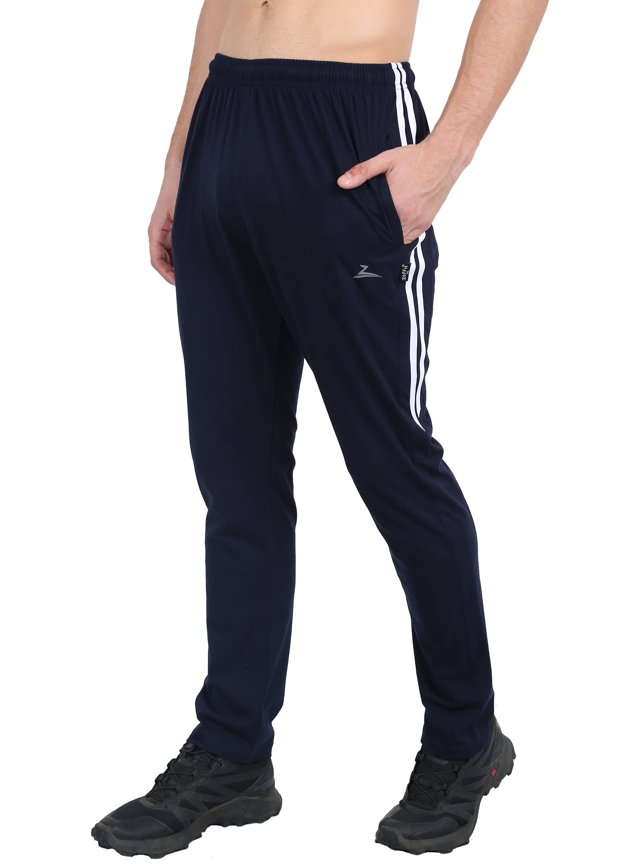 Zeffit - Navy Blue Cotton Blend Men's Sports Trackpants ( Pack of 1 ) - Track Pants | Buy online on ZillyBuy