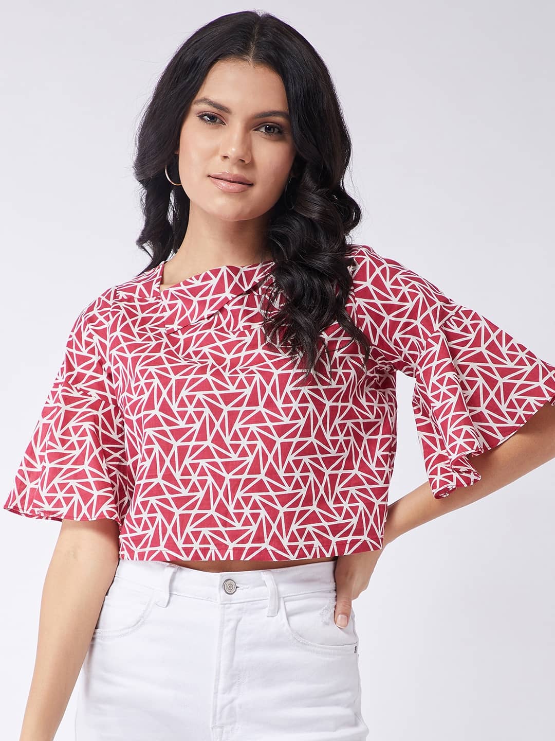 Zima Leto Women's Cotton Crop Top ( Red )