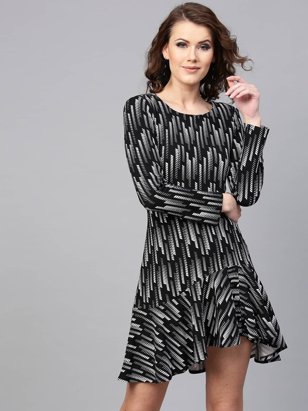 Zima Leto Women Polyester A-line Dress ( Black ) Zima Leto Women Polyester A-line Dress ( Black )