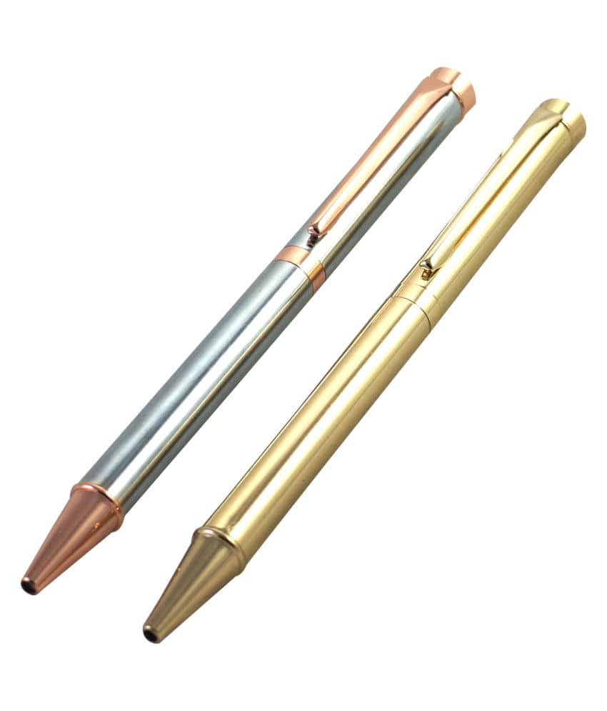 Auteur 1410-1420 Chrome & Golden Color Metal Body,Twist Mechanism Ball Pen Set
