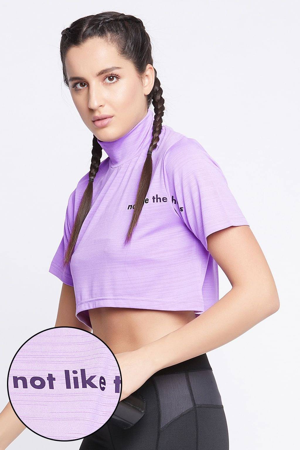     			Clovia Purple Poly Spandex Croptop - Single