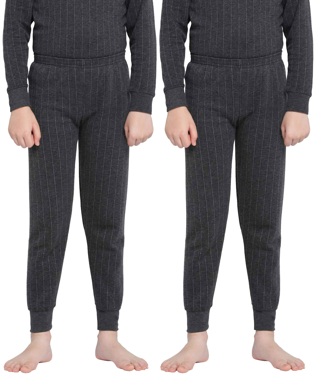     			Dixcy Scott Full Length Plain/Solid Charcoal Melange Thermal Lower/Trouser/Bottom/Pants for Boys/Girls/Kids - Pack of 2