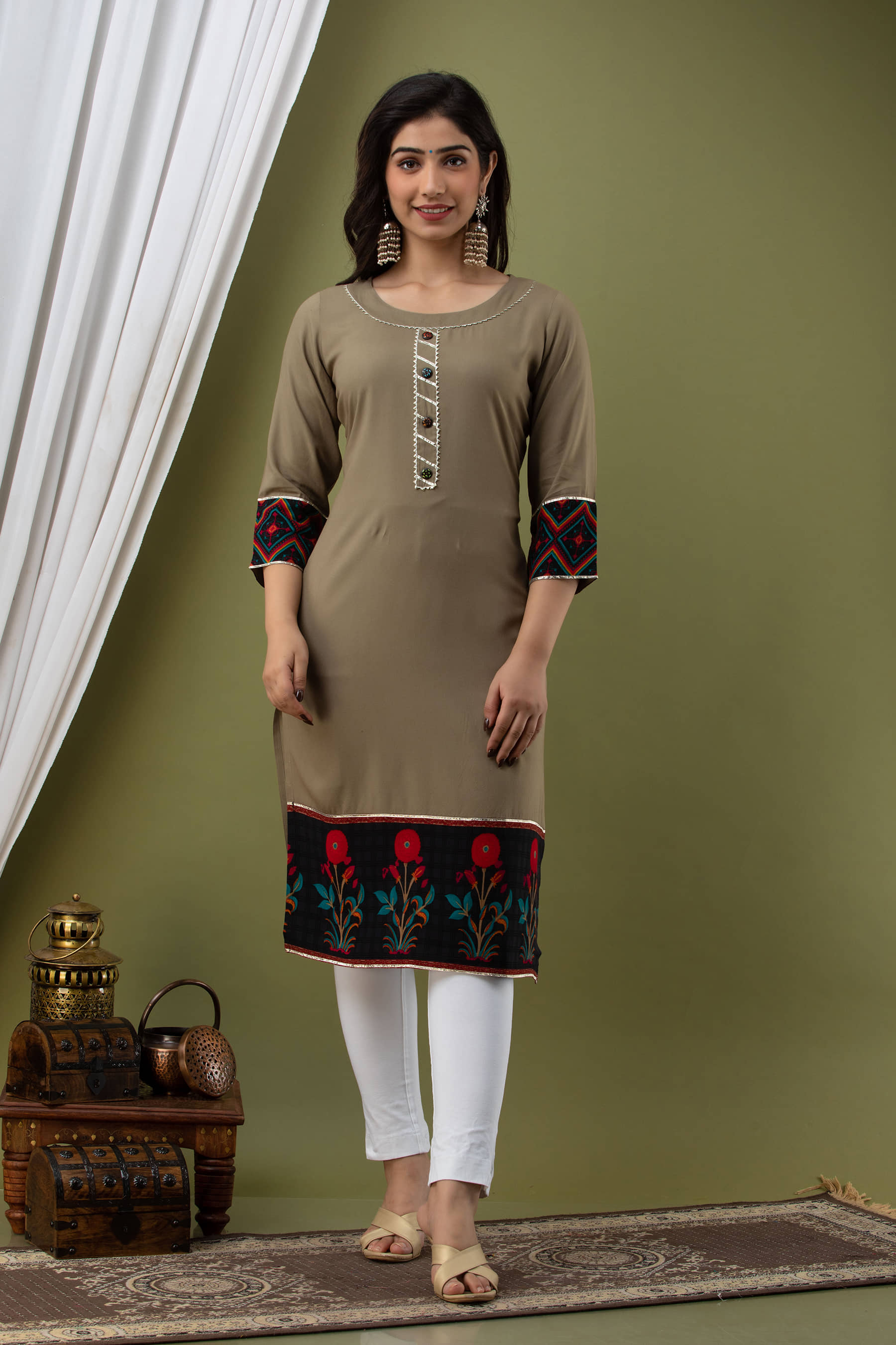 Lee Moda - Brown Rayon Women's Straight Kurti ( Pack of 1 ) - Kurtis, Tunics | Buy online on ZillyBuy