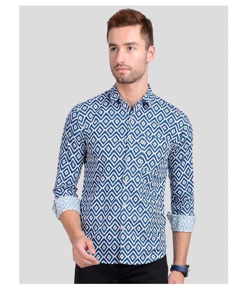     			Paul Street Cotton Blend Blue Shirt
