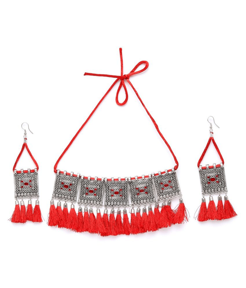 PUJVI - Silver Alloy Necklace Set ( Pack of 1 )