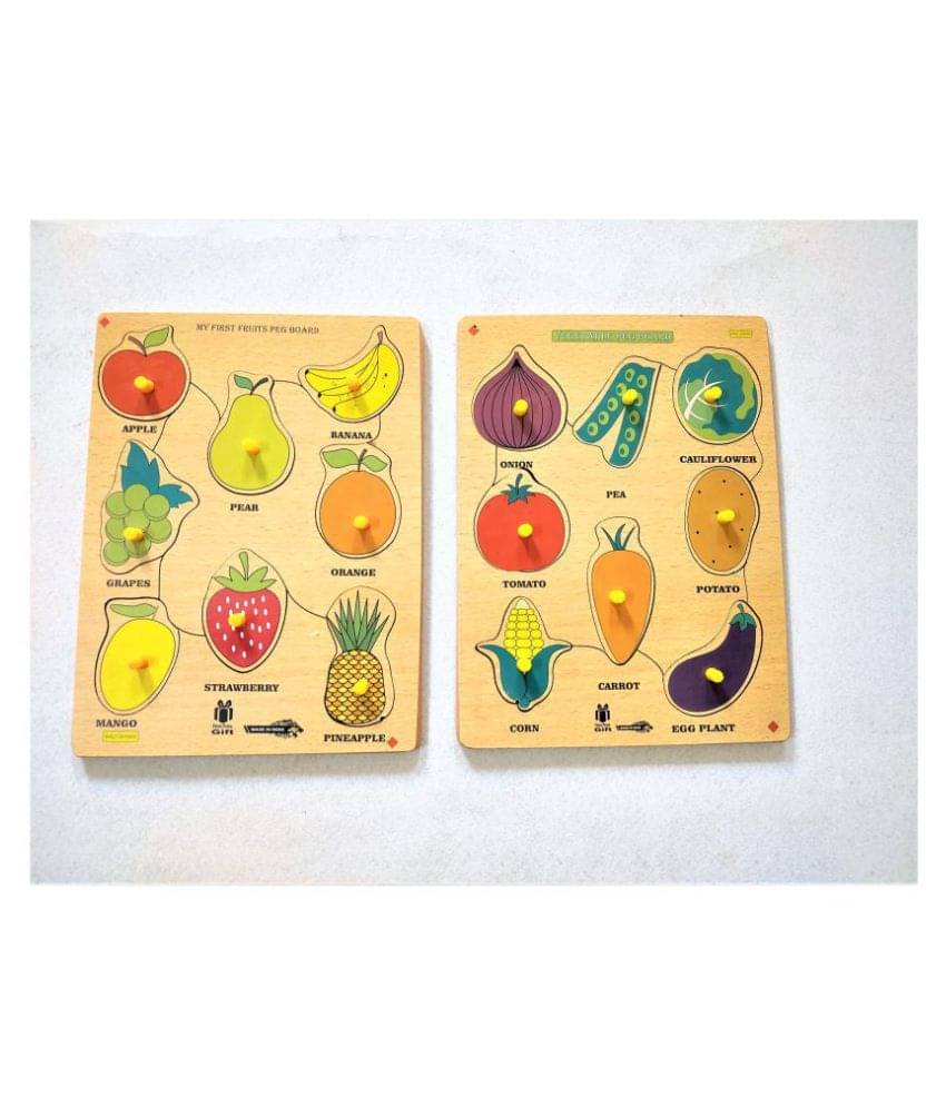 Peters Pence Wooden Multi-Color SET OF VEGETABLE & FRUITS PUZZLE Board for Kids ( COMBO OF 2 BOARDS) For KIDS Pre Primary Education Peters Pence Wooden Multi-Color SET OF VEGETABLE & FRUITS PUZZLE Board for Kids ( COMBO OF 2 BOARDS) For KIDS Pre Primary Education
