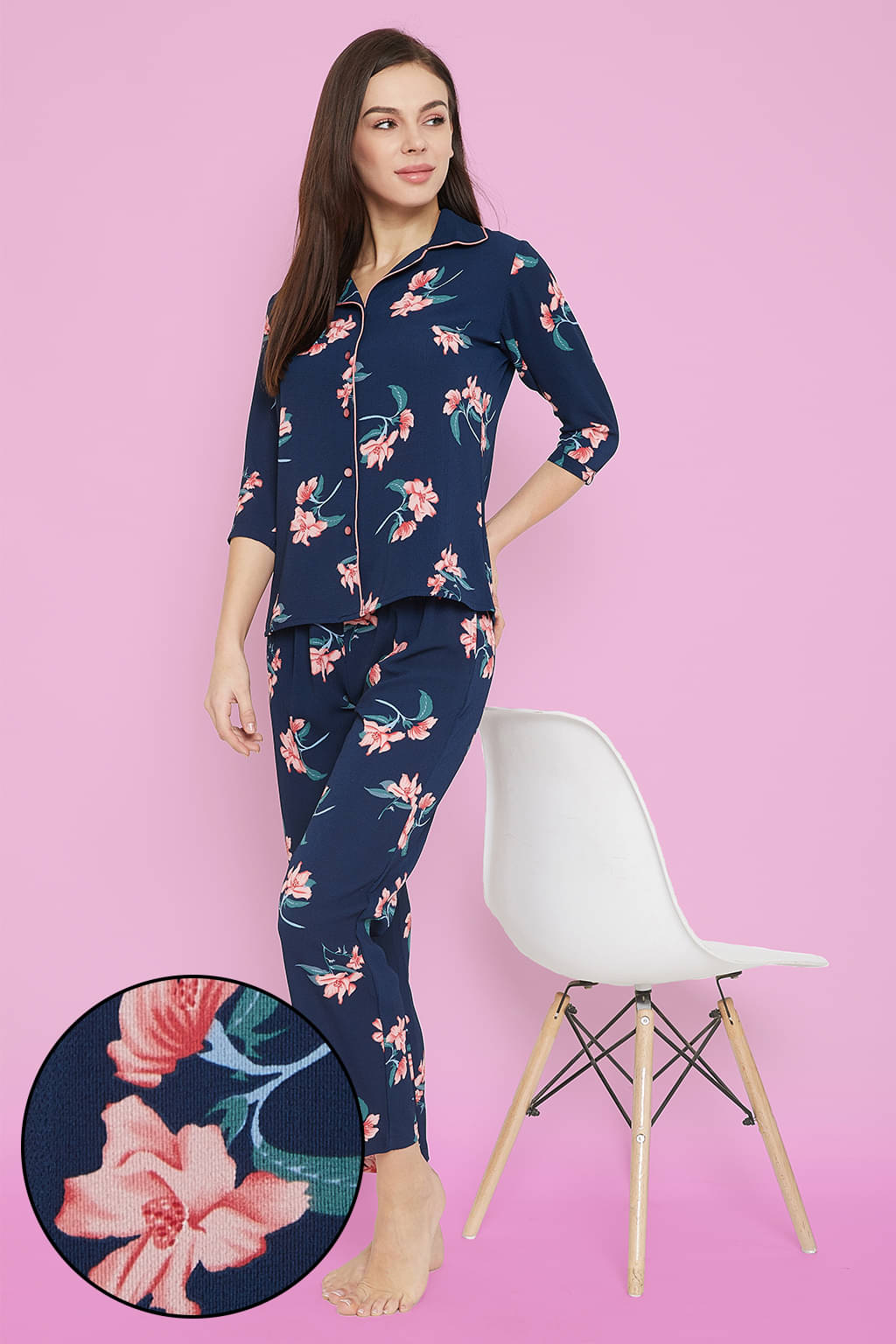    			Clovia Crepe Nightsuit Sets - Blue Pack of 2