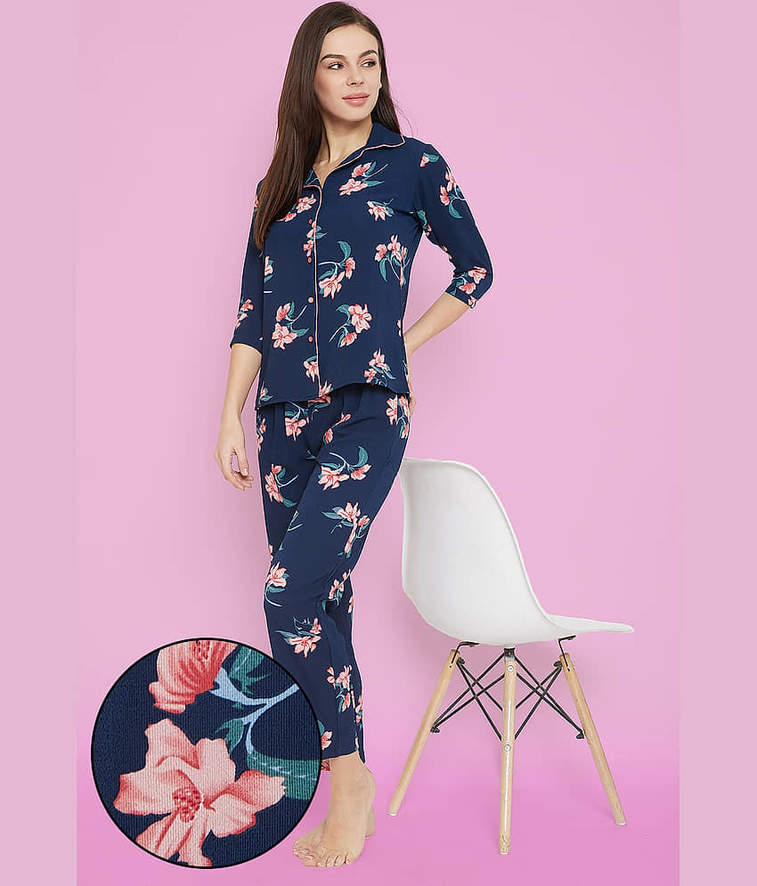 Clovia Crepe Nightsuit Sets - Blue Pack of 2 - Nightwear & Loungewear | Buy online on ZillyBuy