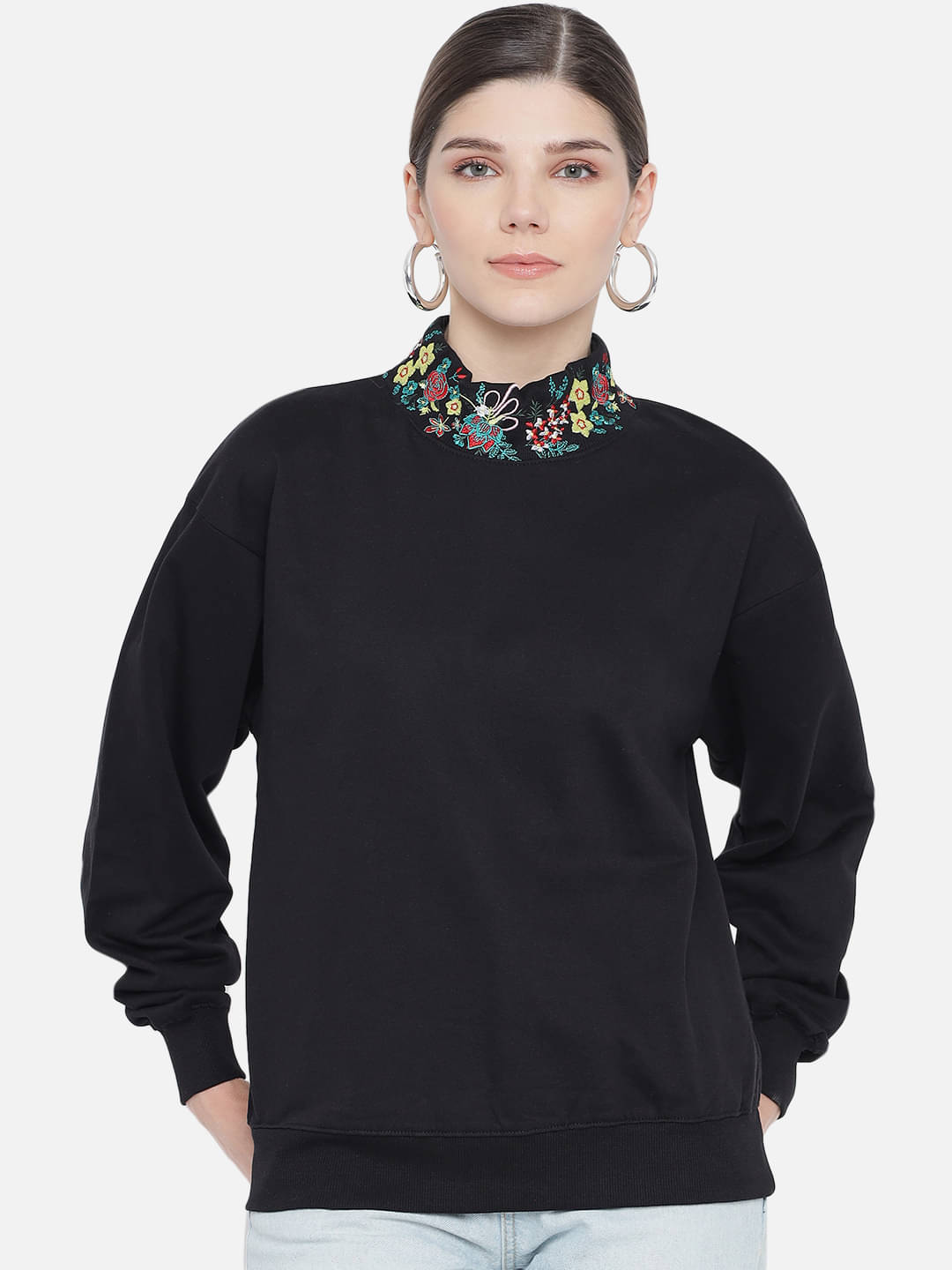 The Dry State Women Fleece Turtle Neck Sweatshirt ( Black )     			The Dry State Women Fleece Turtle Neck Sweatshirt ( Black )